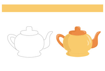 tea teapot design trace for kids practical handwriting education vector