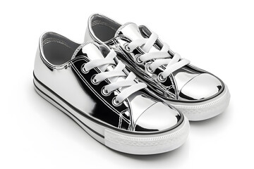 Shiny Colorful Holographic sneakers isolated on white