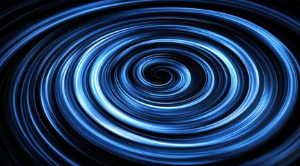Hypnotic Blue Swirling Vortex On Black Background