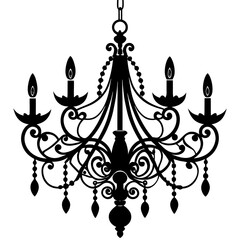 Chandelier with ornament on a white background silhouette vector illustration