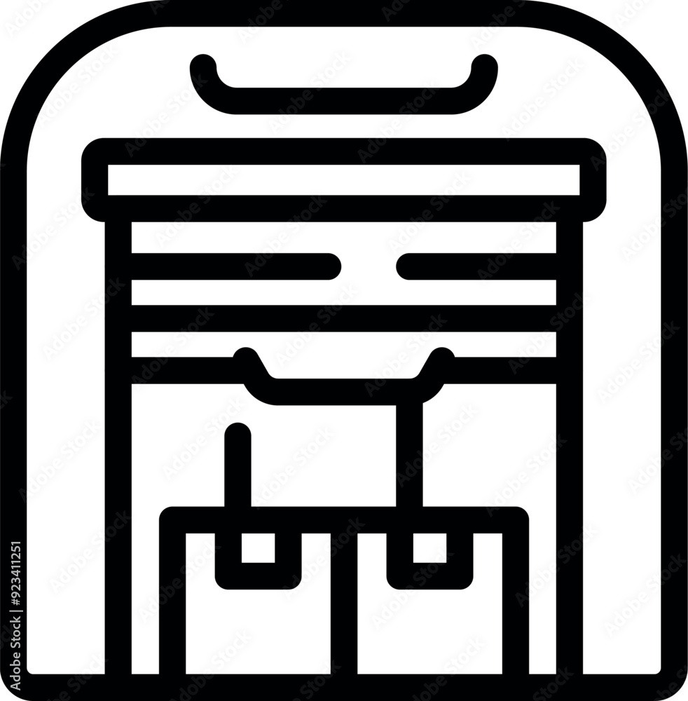 Aufkleber minimalist vector illustration depicting a storage room containing boxes, secured by a closed roller