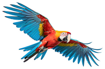 Obraz premium PNG Colorful parrot flying skyward