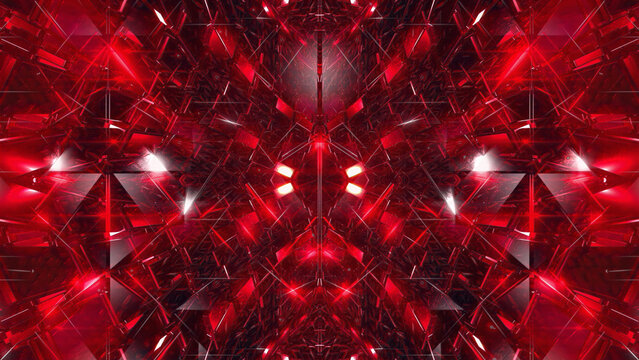 4K symmetrical abstract textured background of shimmering golden lines and shapes in red color.
