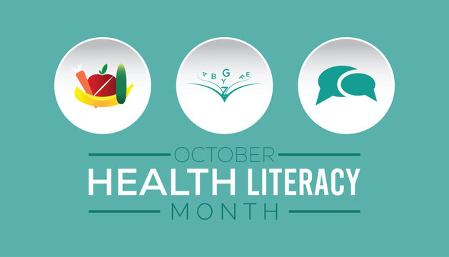 Health Literacy Month is observed every year on October. Holiday concept background, placard, banner design template Vector illustration background design.