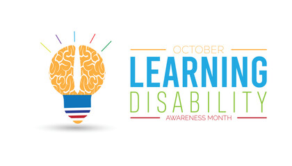 Learning Disability Awareness Month is observed every year on October. Holiday concept background, placard, banner design template Vector illustration background design.