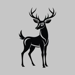 Deer vector art silhouette illustration.