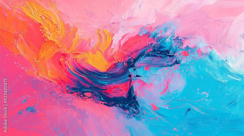 Poster vibrant abstract colorful design, a mesmerizing blend of vivid hues and dynamic patterns, evoking a 