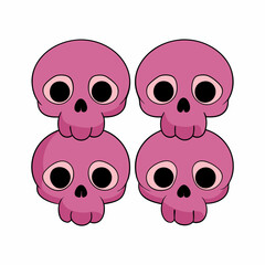  Set of four human skull on a white background silhouette vector illustration