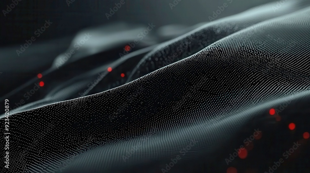 Poster abstract digital network, intricate 3d rendering of interconnected dots and lines, showcasing advanc