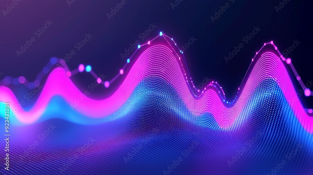 Poster neon complexity in data analysis, a vibrant representation of abstract statistical concepts featurin