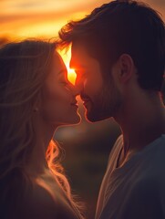 Naklejka premium Romantic Couple at Sunset