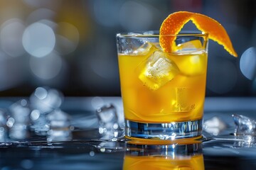 Screwdriver Cocktail with Orange Twist - Refreshing Alcoholic Mixed Drink