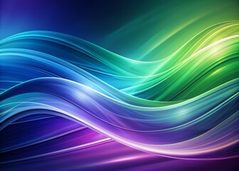 Vibrant abstract background featuring undulating smooth lines in calming shades of blue, rich purple, and fresh green, evoking a sense of serenity and elegance.
