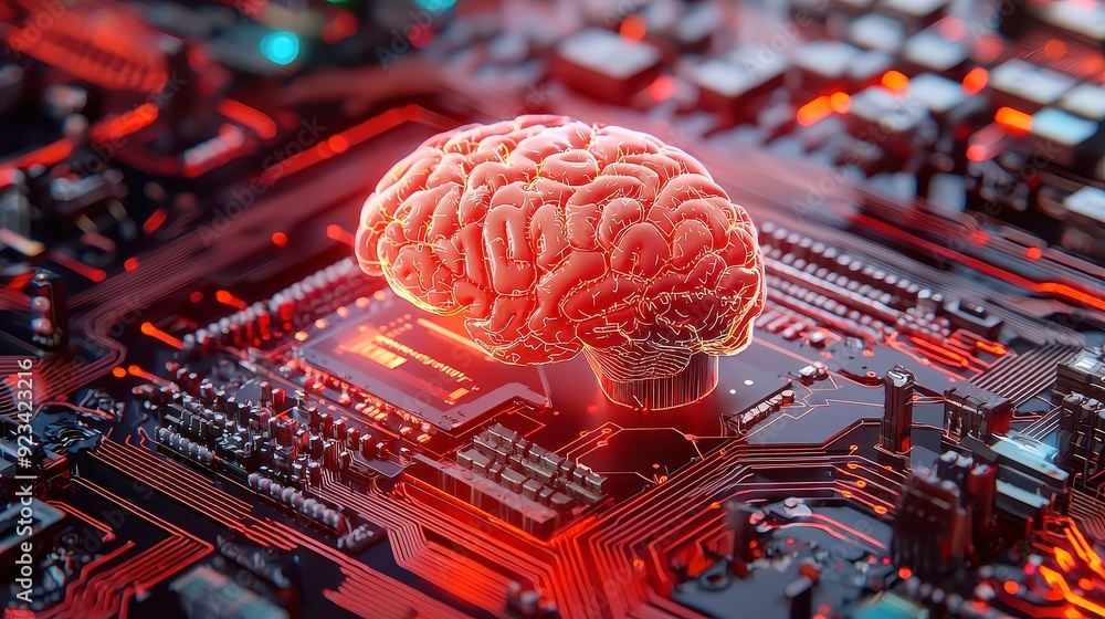 Poster artificial intelligence in a digital web, a vibrant visualization of ai interwoven with intricate te
