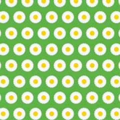 Daisy chamomile pattern isolated on a green background vector illustration. Seamless Camomile 
flowers pattern. Love card symbol, fabric, textile. Flat design. Cute floral design for print, web.
