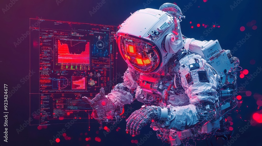 Poster futuristic collaboration in finance, a dynamic team of artificial intelligence software engineers an