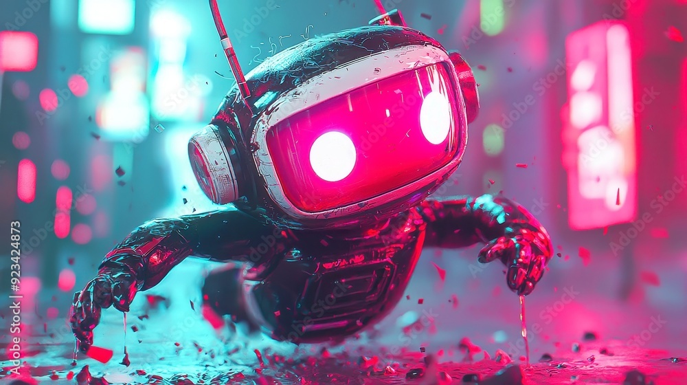 Poster dynamic chat bot particle text animation, vibrant particles forming engaging text designs, captivati