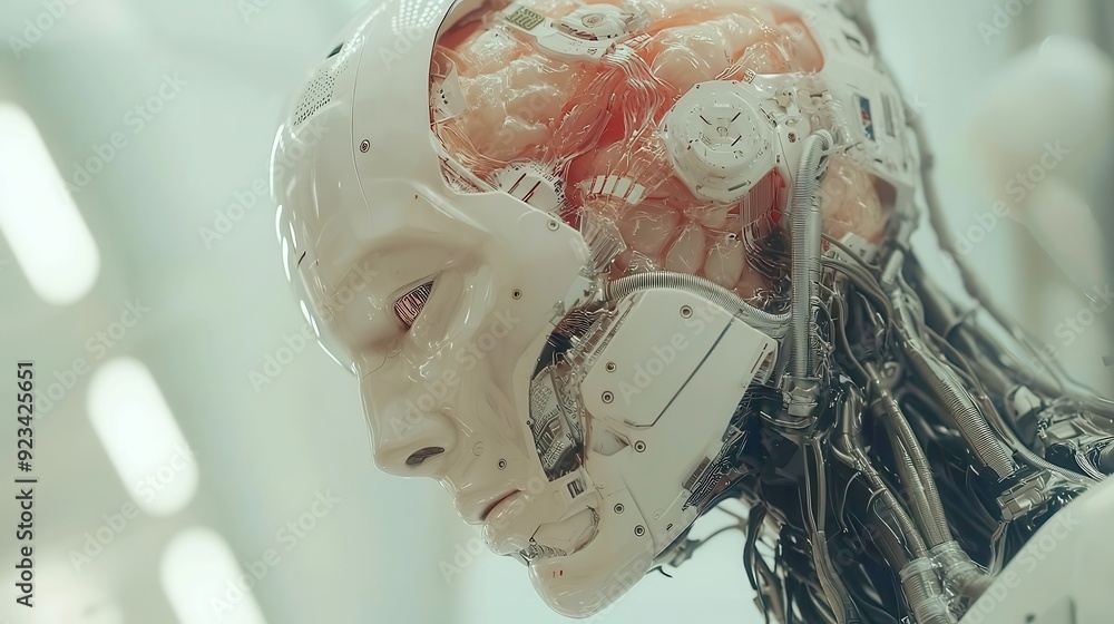 Poster exploring the integration of artificial intelligence into everyday life, examining its impact on soc
