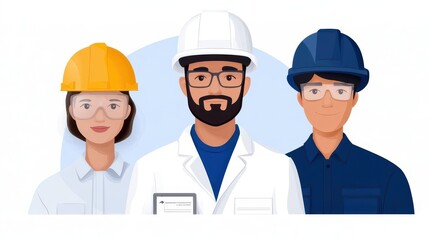 Diverse team of workers in safety gear, symbolizing collaboration and professionalism in engineering and construction.