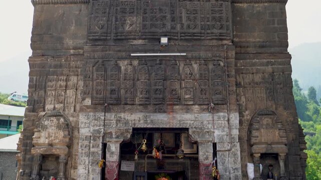 Chaurasi Temple complex with beautiful Valabhi-Shikhara style architecture, featuring 84 shrines, located in the center of Bharmour town, Chamba district, Himachal Pradesh.