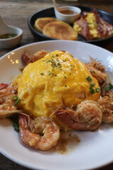 Shrimp Omelet on a Rice a delicious and healthy meal