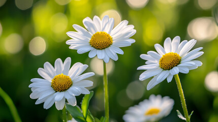 Fototapeta premium Daisies are bright and common flowers. They are part of the Asteraceae family.