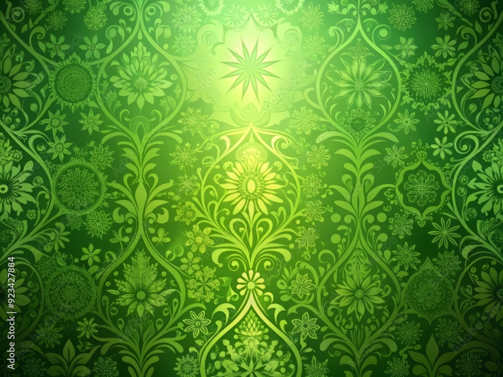 Poster vibrant green gradient background with intricate textured patterns, providing ample space for design