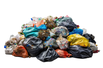 Pile of garbage, trash , isolated on white background 