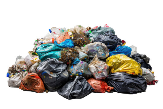 Pile of garbage, trash , isolated on white background 