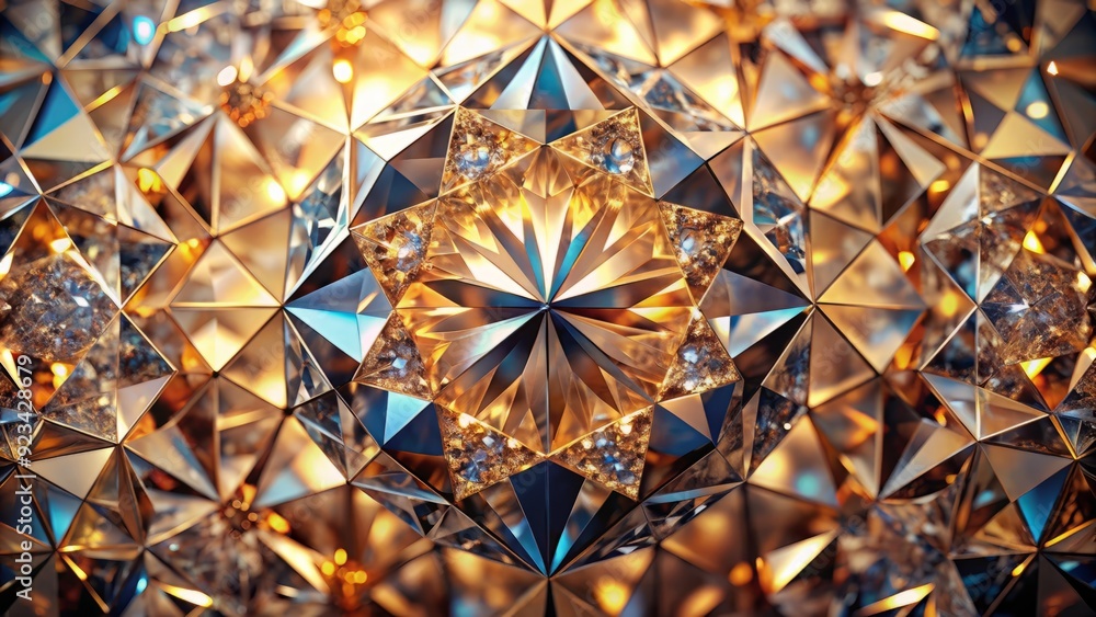 Poster luxurious abstract diamond texture closeup background with geometric patterns, shimmering facets, an