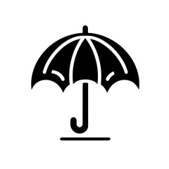 Black and White Umbrella illustration isolated - Simple Umbrella Vector Graphic