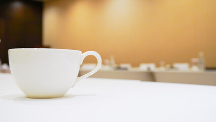 Coffee cup on working desk Business concept