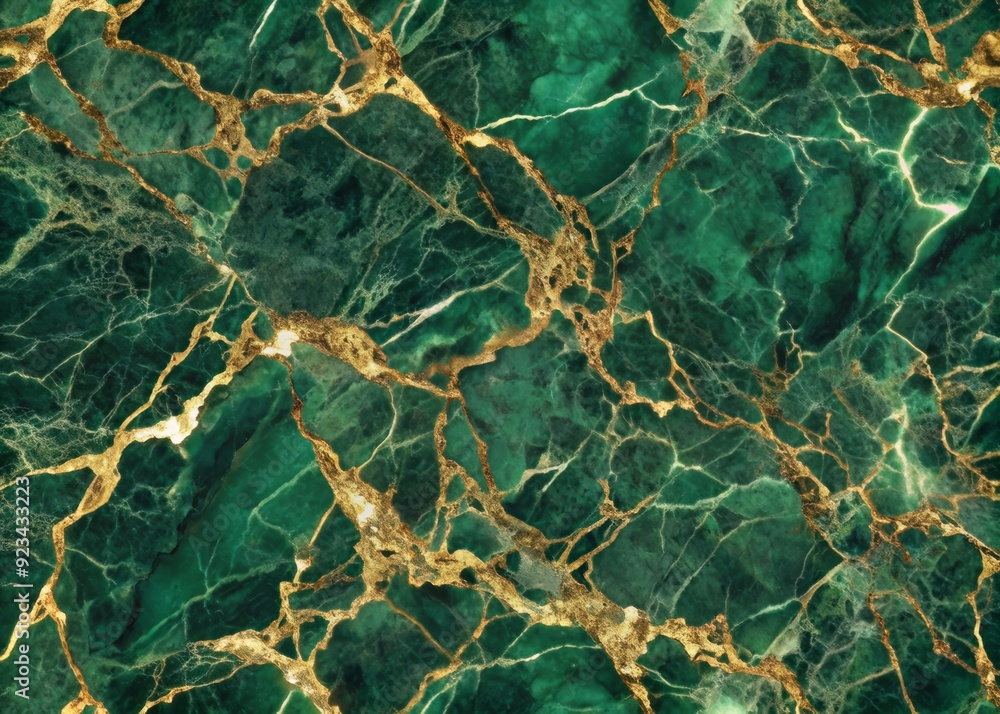 Poster luxurious seamless pattern background featuring a stunning green marble texture with elegant veining