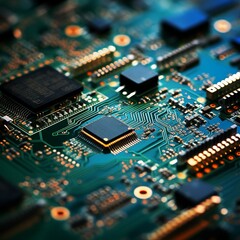 Macro shot of electronic components, Generative Ai