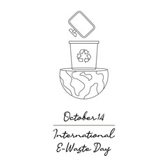 line art of International E-Waste Day good for International E-Waste Day celebrate. line art.