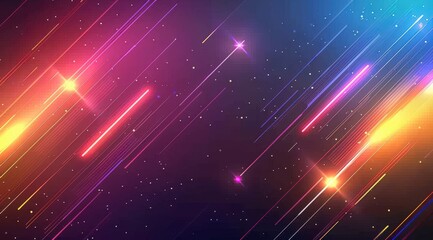 Obraz premium A vibrant abstract background with colorful light streaks and stars, ideal for digital designs.