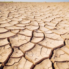 Texture of cracked dry earth in a drought-affected area, Generative Ai