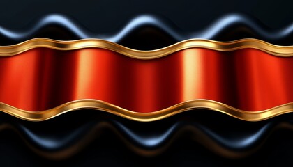 Fototapeta premium Abstract Background with Wavy Red, Black, and Gold Textures