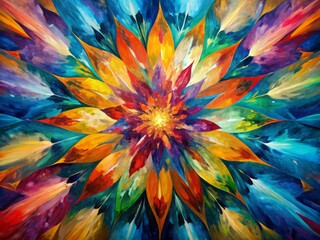 Obraz premium Vibrant abstract oil painting background featuring expressive brushstrokes, rich oil on canvas texture, and kaleidoscope of colors in a mesmerizing fragment artwork design.