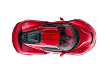 Top view of a red sports car on on Transparent Background top view transparent background