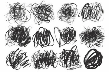 This image features dense and dynamic black scribbles against a white background, representing chaos, confusion, and the complexity of human emotions and thoughts.