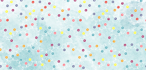  Festive garlands. Pre-made Christmas  design on blue watercolor background. Vector layout decorative greeting card or invitation design background. 