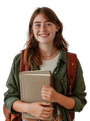 PNG Smiling student holding books