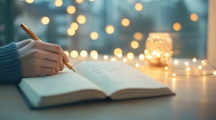A novelist working on their latest manuscript, with notebooks filled with scribbled notes and ideas.