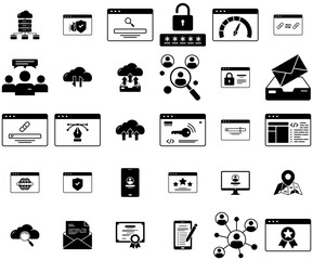 A Collection Of Internet Icons Web Header Banner Design Containing Website,Web,Cloud,Internet,Browser Vector Icons Illustration Collection