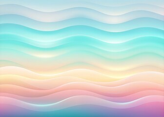 Fototapeta premium Soft, dreamy pastel waves undulate across a gradient background, evoking a sense of serenity and calmness, ideal for app or product design requiring a soothing atmosphere.
