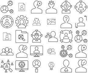 Mega Set Of Vector Human Resource Icons Web Header Banner Design Containing Human,Career,People,Resources,Business Simple Black Style Symbol Sign For Apps And Website, Vector Illustration