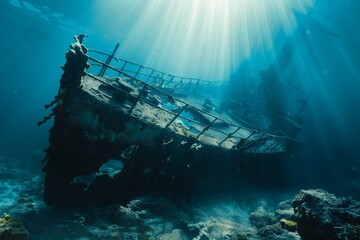A ship wreck on the seabed.