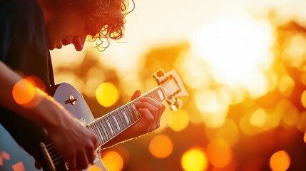 Obraz premium A musician performing on stage, captivating the audience with their passion and musical abilities.