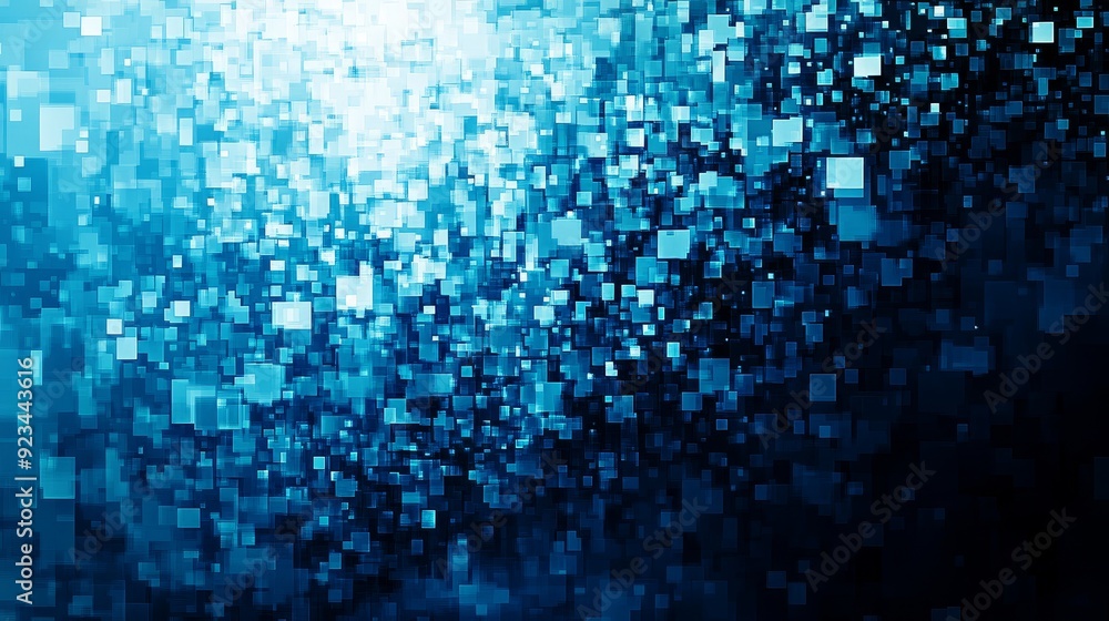 Poster a mesmerizing abstract background featuring a blue gradient and a multitude of squares symbolizing d